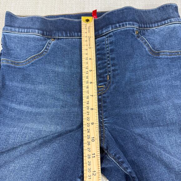 Womens SPANX Flat Front Distressed Skinny‎ Pull On Jeans, Medium Wash Size LARGE - Picture 5 of 8